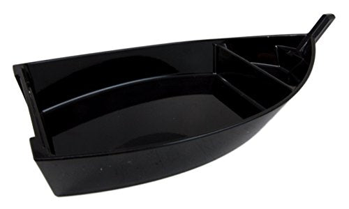 Ebros Japanese Traditional Black Lacquered Plastic Sushi Boat Serving Plate Display