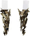 Set of 2 Flocking Butterfly Kisses Decorative Candle Holder Wall Sconce Plaques