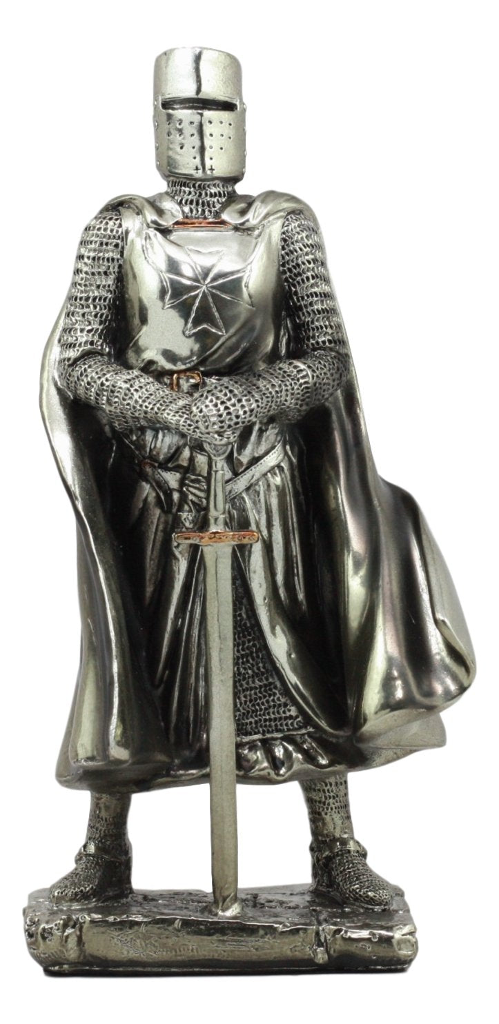 Ebros Medieval Holy Roman Empire Caped Crusader Knight w/ Sword Statue Suit Of Armor