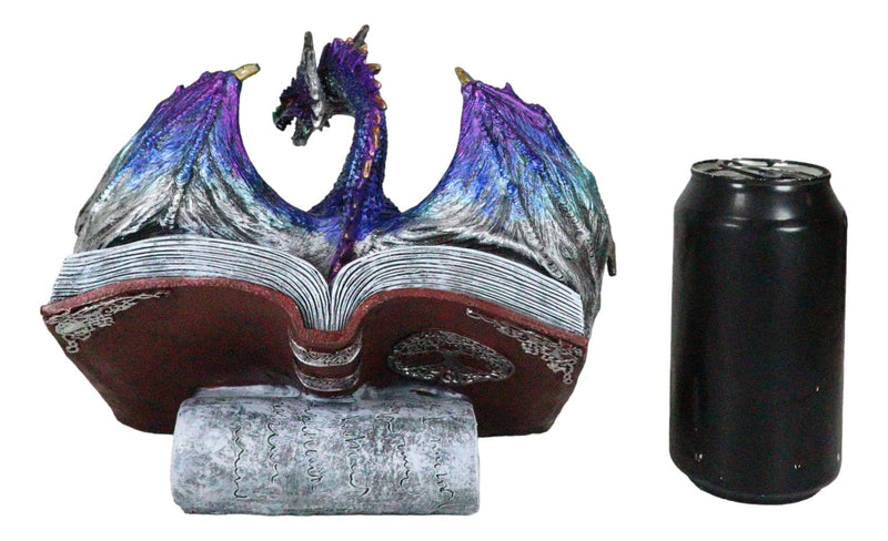 Guardian Of Bibliography Purple Blue Dragon Emerging Out Of Spell Book Figurine