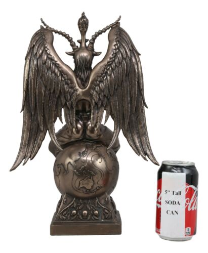 Ebros Gift 15" Height Large Baphomet On Globe Statue Sabbatic Goat Figurine