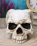 Gothic Angel Of Hades Ram Horned Skull With Nude Winged Redemption Figurine
