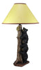 Ebros Rustic Climbing 3 Stacked Black Bear Cubs Getting Honey Table Lamp W/Shade