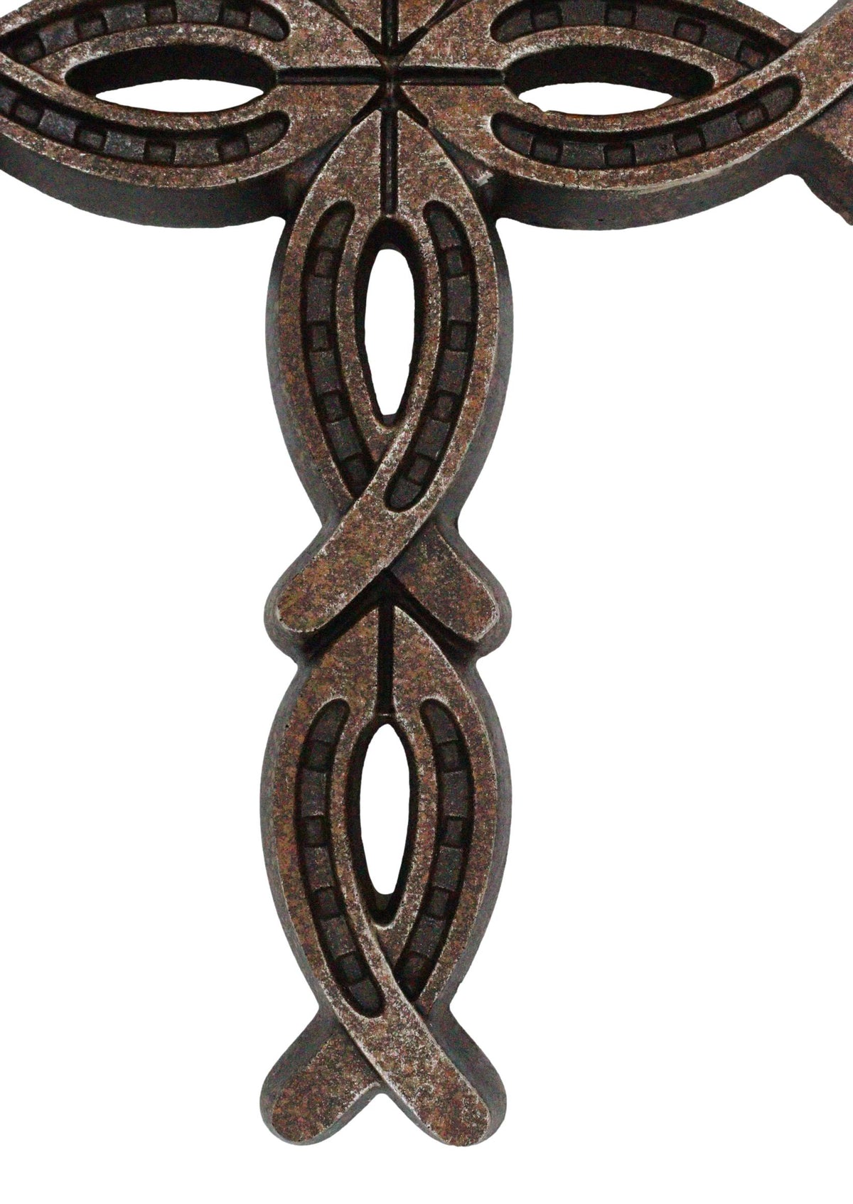 11.5"H Rustic Western Horseshoes Ichthys Christian Wall Cross Decor Plaque