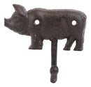Pack of 4 Cast Iron Western Vintage Rustic Bacon Pig Wall Coat Hooks Hangers
