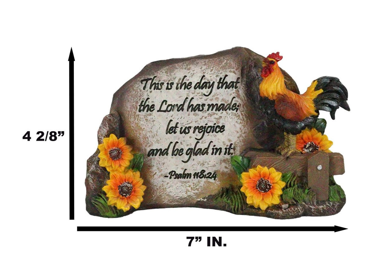 Chicken Rooster On Fence With Psalms Bible Verse Desktop Plaque Home Decor