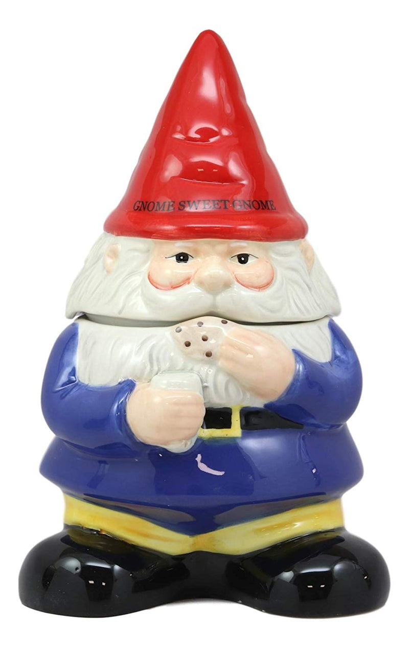 Ebros Whimsical Sweet Tooth Gnome Ceramic Cookie Jar With Air Tight Lid 9.75"Tall Decorative Kitchen As Decor Storage For Dry Baking Ingredients Goods Knick Knacks - Ebros Gift