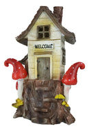 Fairy Garden LED Light Up Cottage Tree House With Toadstool Mushrooms Figurine