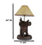 Western Cowboy Faux Tooled Leather Horse Saddle Conchos Buckles Table Lamp Decor