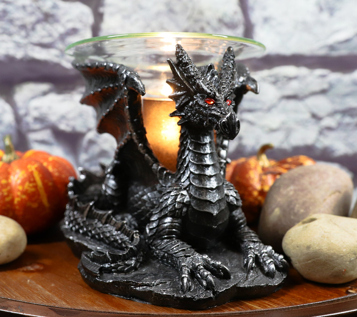 Ebros Mythical Air Behemoth Dragonite Resting Black Dragon Electric Oil Burner Statue - Ebros Gift