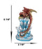 Red And Gold Cosmic Dragon On Blue Crystal Stalactite Rock LED Light Statue