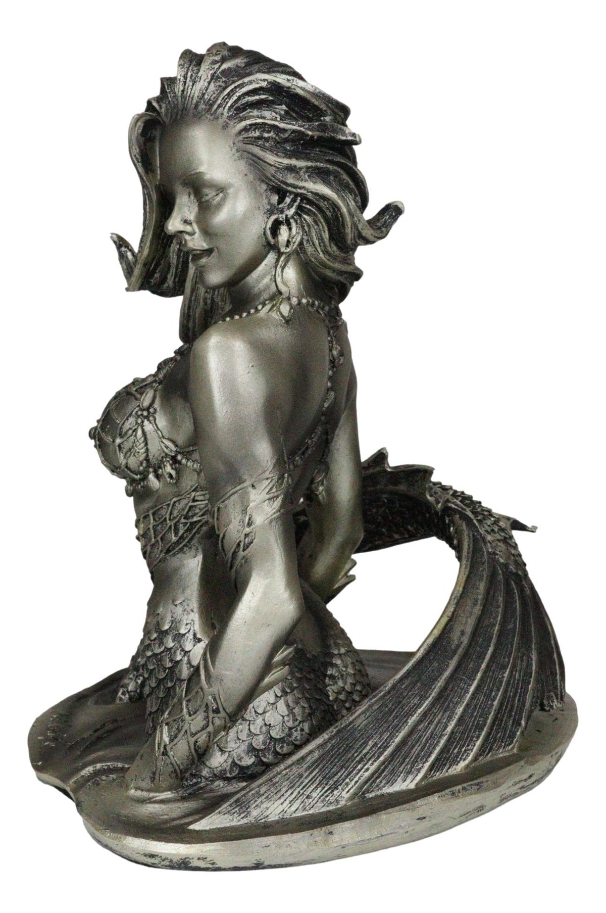 Seductive Siren of The Seas Mermaid Warrior Goddess In Fishnets Top Figurine