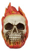 Ebros Ghost Rider Skull with Fire Flame Skeleton Figurine Halloween Decor 6"L