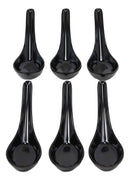Glossy Black Melamine Soup Spoons Pack Of 6 Set Restaurant Supply Food Spoon