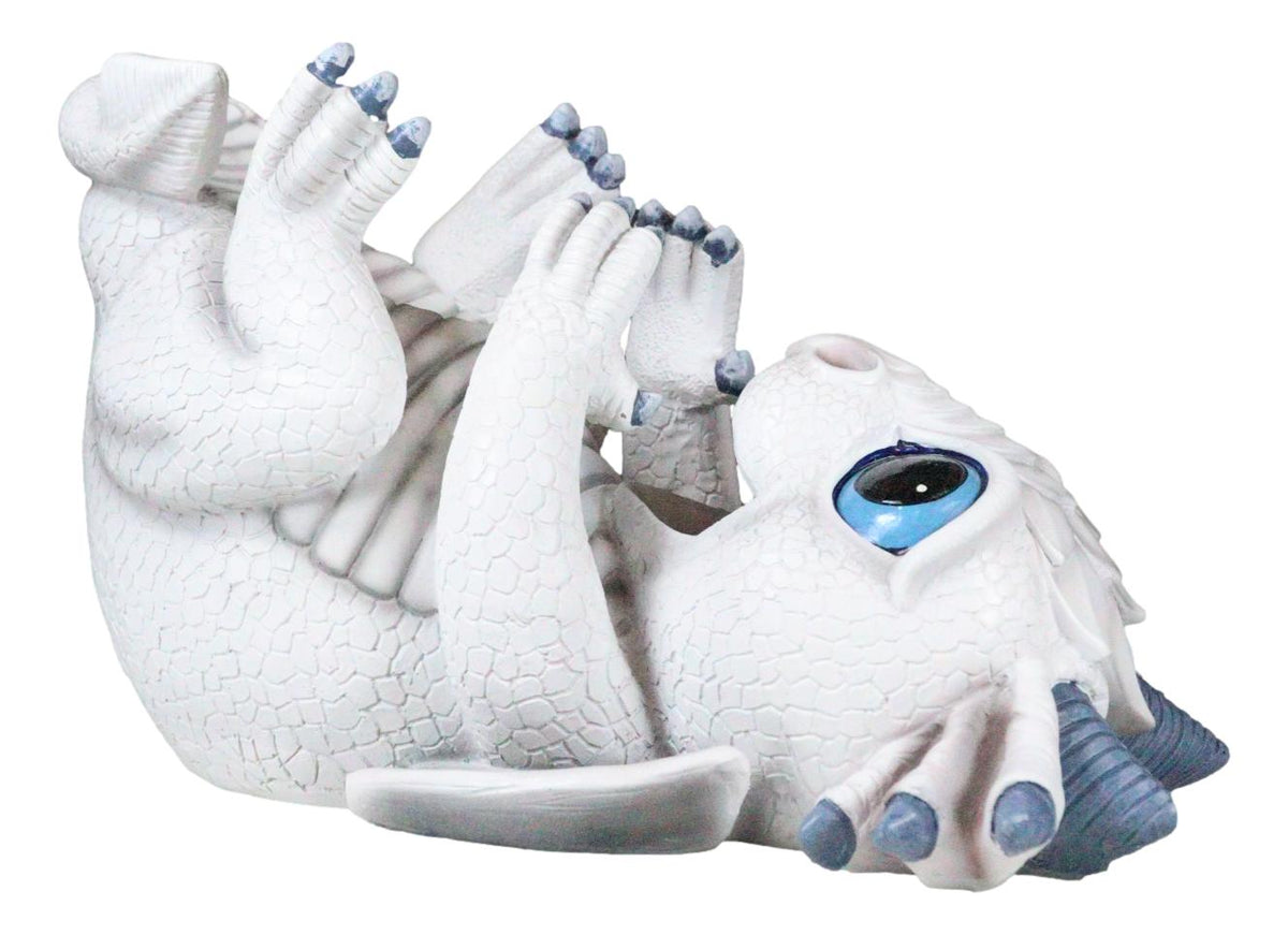 Fantasy Frozen Frostbite Ice Snow White Baby Dragon Hatchling Wine Bottle Holder