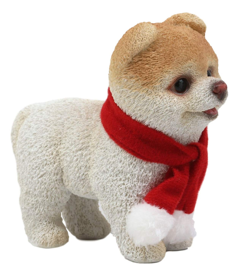 Ebros Red Scarf Boo The World's Cutest Pomeranian Dog Statue Pet Pal Dogs Collectible Breed Pomeranians Memorial Collectible Resin Decor Figurine with Glass Eyes Official Licensed Sculpture
