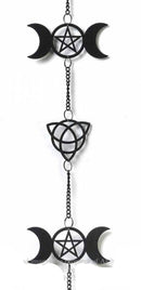 Wicca Triskele Triple Moon Goddess Black Coated Steel Metal Wind Chime Mobile