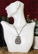 Celtic Knotwork Twin Draco Fearsome Serpentine Dragons Pewter Jewelry Necklace