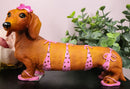 Ebros Doxie Collection Pink Polkadot Bikini Beach Bod Sexy Dachshund Figurine 6"Long As Whimsical Wiener Dog Decor Collectible