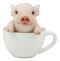 Ebros Adorable Teacup Pig 5.25"H Realistic Animal Collectible Statue with Glass Eyes