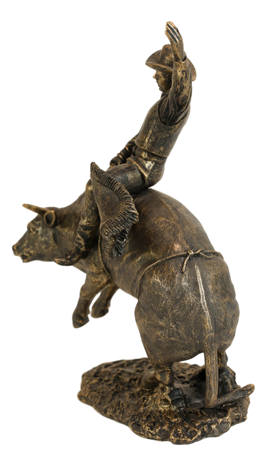 Bull Riding Statue Old World Rustic Western Cowboy Riding A Rearing Angry Bull Rodeo Stat ...