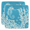 Ebros Nautical Seahorse By Corals Blue Salad Dessert Plate Set of 2 Square 8.5"