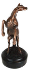 Western Black Beauty Prancing Horse Bronzed Resin Figurine With Museum Base