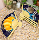 Set Of 4 Rabbits By Ocean Moon Waves Oriental Fan Shaped Appetizer Sushi Plates