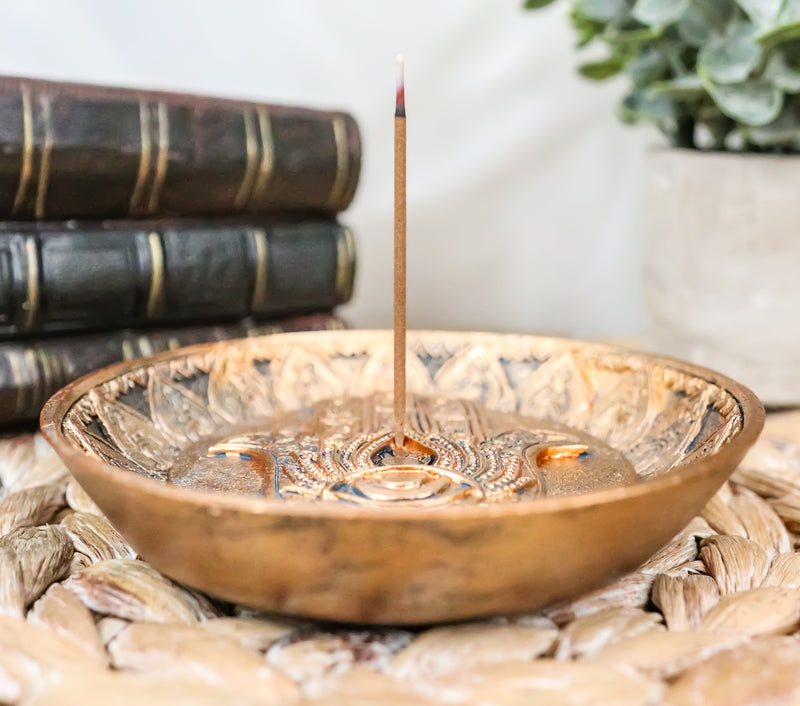 Ebros Gift Sacred Symbol Amulet Hand of God Hamsa Palm Facing Up with Evil Eye Round Incense Stick Holder Burner Figurine 5" D Zen Feng Shui Vastu Home Fragrance Tabletop Altar Decor
