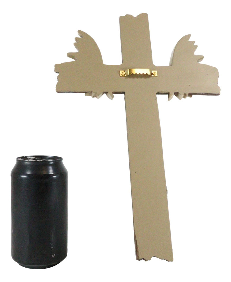 Inspirational Grand Elk Moose Bone Antlers with Spike Nails Faux Wood Wall Cross