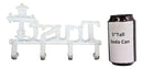 Cast Iron Rustic White Le Fleur Cross with Trust Letters Sign 4 Pegs Wall Hooks