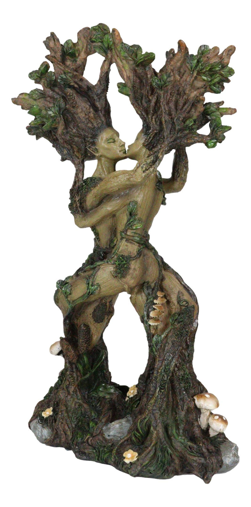Dance Of Spring Greenman And Tree Woman Couple Gaia Dryad Ent Kissing Figurine