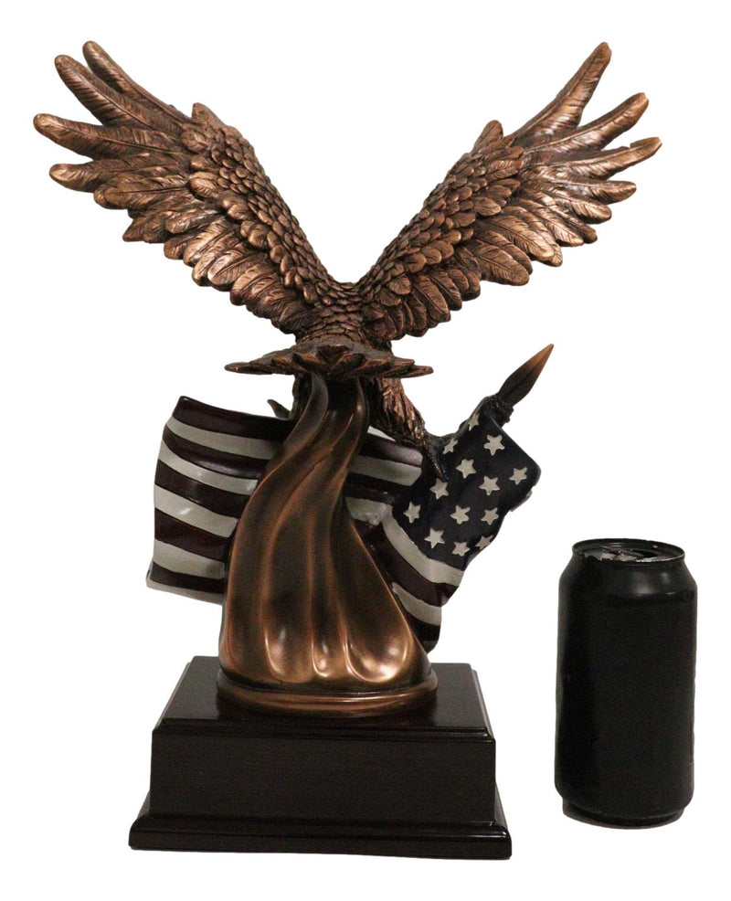 Patriotic Wings of Glory Bald Eagle With Old Faithful American Flag Figurine