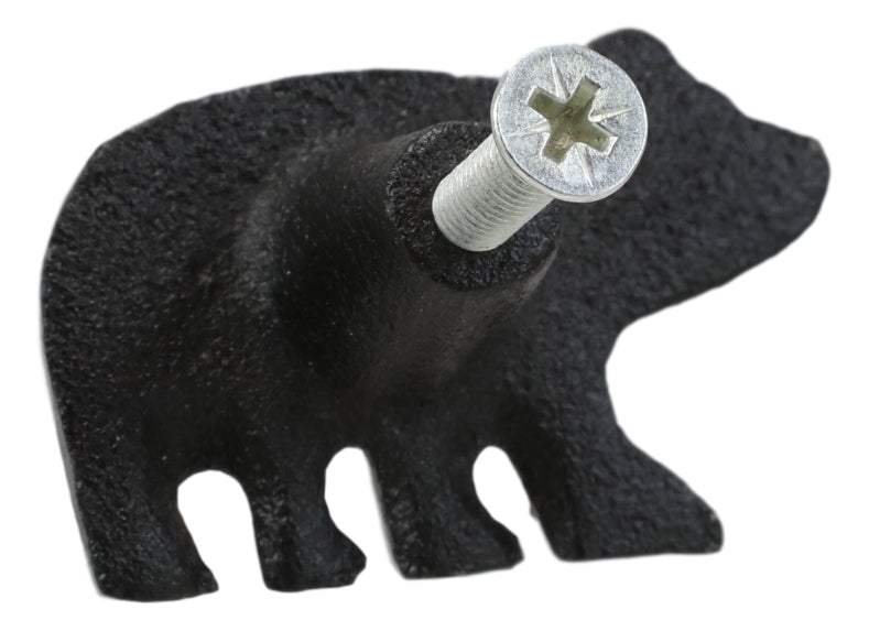 Cast Iron Rustic Western Black Bear Drawer Cabinet Door Knobs Hardware Pack of 4