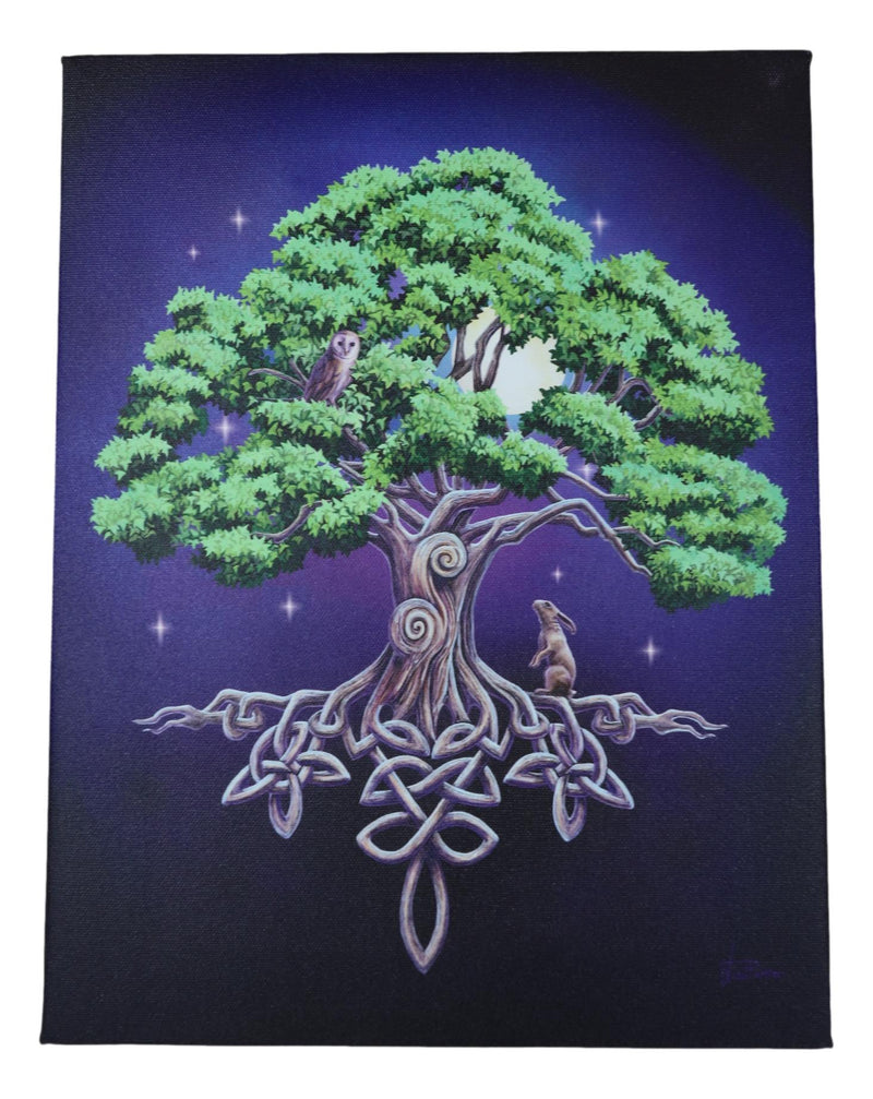 Tree Of Life Celtic Knotwork In Starry Night Wood Framed Canvas Wall Decor