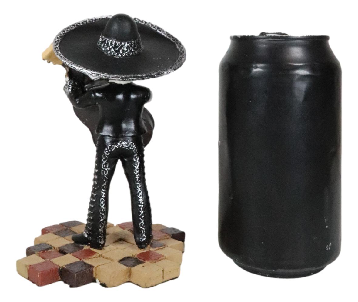 Black Mariachi Band Skeleton Folk Music Bass Player Figurine Day Of The Dead