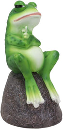 Ebros Hop Off! Feisty Toad Frog On Landscape Rock Statue Rainforest Animal Decor