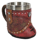 Rustic Western Cowgirl Boot W/ Lone Star Floral Faux Tooled Leather Coffee Mug