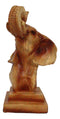 Small Safari Wildlife Elephant Bust With Trunk Up Faux Wood Carving Figurine
