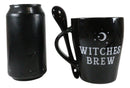 Witchcraft Wicca Witches Brew Crescent Moon And Stars Coffee Mug And Spoon Set