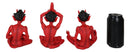 Set of 3 Red Demon Imp Devils in Yoga Lotus Meditation Poses Figurines
