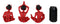 Set of 3 Red Demon Imp Devils in Yoga Lotus Meditation Poses Figurines