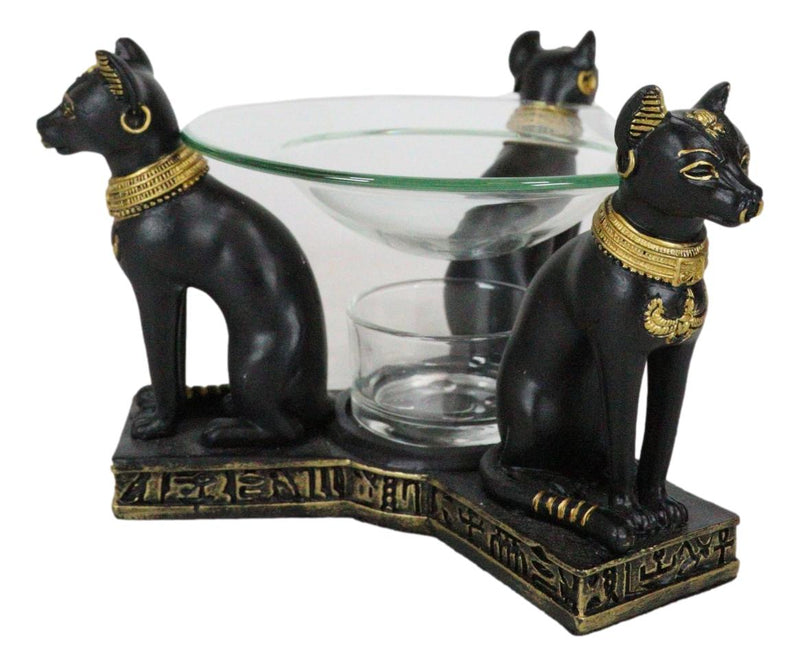 Egyptian Goddess Bastet Bast Cat Trio Candle Heat Oil Tart Scent Burner Decor