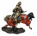 Medieval Suit of Armor Knight On Charging Horse Large Decorative Figurine 12.5"H
