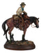 Western Desert Cowboy On Saddleback Brown Stallion Horse By Cactus Figurine