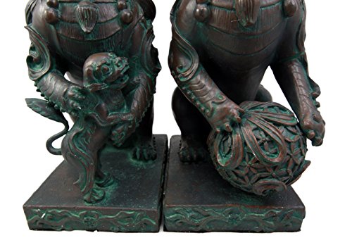 Ebros Imperial Palace Guardian Foo Dogs Lions Bookends Figurine Pair 10" H