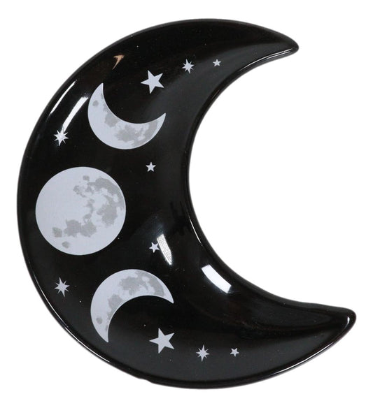 Wicca Occult Triple Moon Goddess Ceramic Trinket Jewelry Dish Or Appetizer Plate