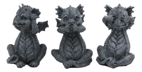 Whimsical Dragon Hatchlings See Hear Speak No Evil Baby Dragons Statue Set Of 3