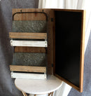 Rustic 23"H Wooden Chalkboard With 2 Metal Mail Pocket Organizer Wall Rack