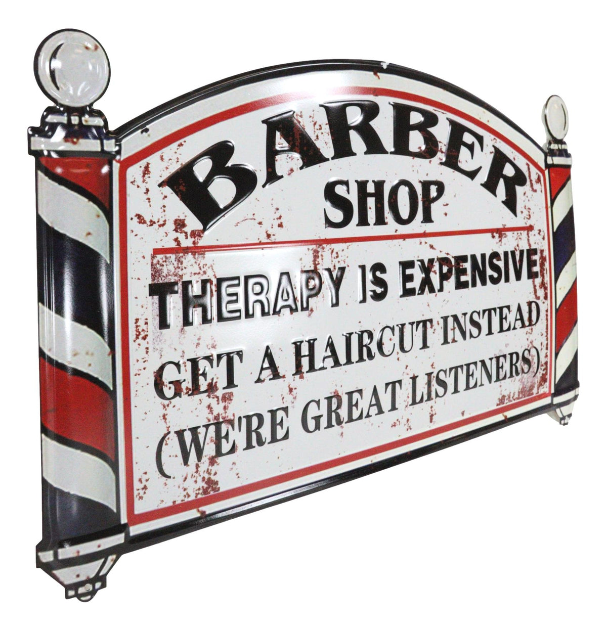 Barber Shop Therapy Is Expensive Get A Haircut Metal Novelty Wall Decor Sign 23" - Ebros Gift